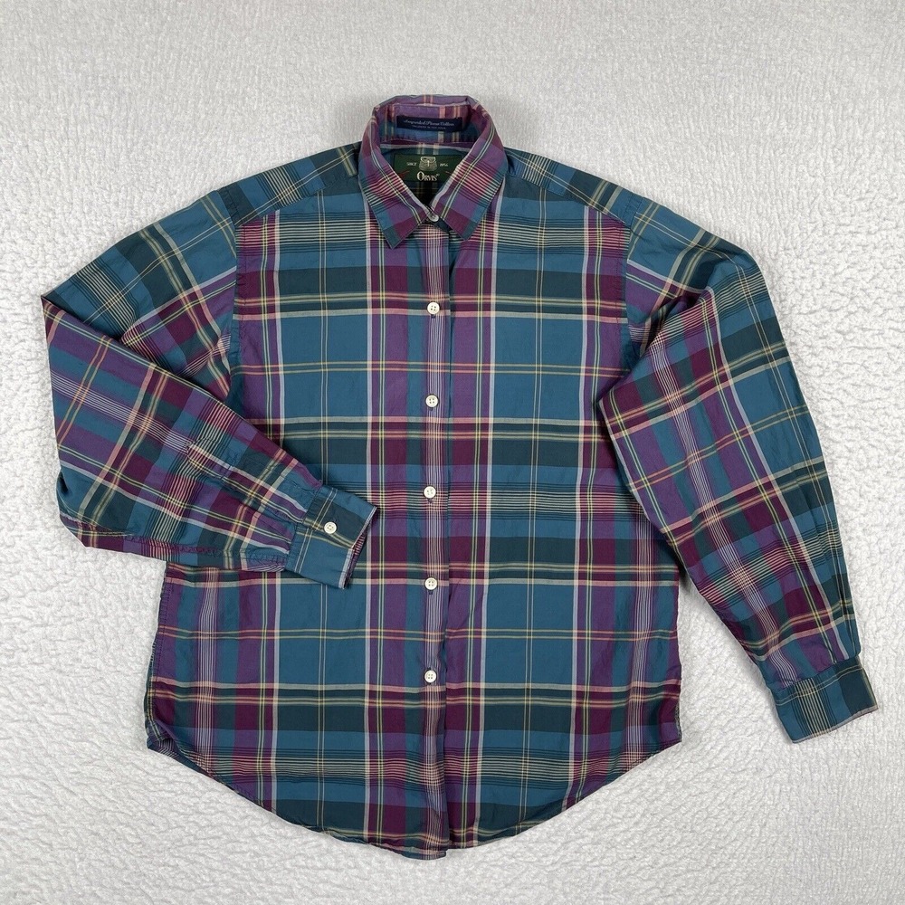 Orvis Shirt Womens 8 Blue Purple Plaid Vintage Pima Fishing Outdoors Casual Hike